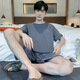 木笛箫睡衣男夏季短袖短裤棉质青少年初中学生套装男款家居服胖子 HDE9928 L