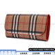 Burberry Checked Cowhide Card Bag Wallet Wallet Women's Khaki/Orange Modetrend Vielseitiger klassischer Basispaket (Bag + Staubbeutel)