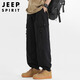 JEEP SPIRIT Jeep pure cotton overalls men's 2025 autumn and winter American casual pants men's pants black XL