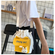Cute small bag new Korean ins Japanese Harajuku canvas crossbody bag women's shoulder bucket bag mommy bag canvas crossbody bag - yellow - no pendant - 1 piece