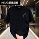 HEUG枫善服饰新款美式复古创意印花宽松男女圆领重磅f短袖休闲上 白色AB1699前后-M网点 ##&_ S 建议90110##*-