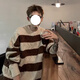 Digada 2025 Winter neuer japanischer langärmeliger langer lose Stirnband gestreifter runder Nackenpullover Männer Design Sinn Nische Oversize DDD- 841 Grau 2xl