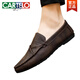 Cartelo Summer Summer Corean Breashable et non glissé Casual Leather Chaussures 2025 Nouveau style conduisant des chaussures de haricot à un pied de pied pour hommes Chaussures pour hommes D826 Noir 39