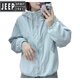JEEP SPIRIT蓝色双拉链冲锋衣外套女2025春季新款小个子宽松休闲短款夹克 浅蓝色 【原版】 M 建议90-118斤