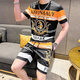 花花公子（PLAYBOY）轻奢潮牌男装夏装2025新款衣服男士冰丝t恤短袖短裤搭配一整套装 829白色套装 L 适合105-120斤