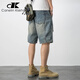 Canelin Kiskha American casual retro beggar ripped men's denim shorts men's loose trendy cropped pants summer thin mid-sized pants blue 719 size 29