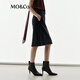 MO/Co.[NOIR Series] Skirt 2025 autumn new product hot diamond elastic cotton straight MBE3SKT015 denim black M
