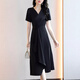 
XAE luxury high-end brand short-sleeved dress for women 2025 summer new V-neck temperament solid color versatile slim skirt beige L [Suggested 105-115Jin [Jin equals 0.5 kg]]