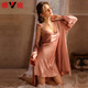 Yalu High-End sexy Pyjamas für Frauen Pure Desire Ice Seiden Frühling und Herbst Hosentender Nachthemd Sommernachtarm Nighthemd neue Sommerstil 6629 Single Rock Champagner Farbe xl