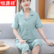 Pyjamas de cardigan Mère Hengyuanxiang pour les femmes en été coton pur pantalon à manches courtes pantalons courts à manches courtes de grande taille des vêtements de maison de l'âge moyen et âgés.