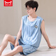 Catman (MiiOW) summer ice silk pajamas for youth thin extra-large size men's vest sleeveless shorts home clothing set 9901 ice silk M men's style 80--100Jin [Jin equals 0.5 kg]
