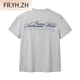 FR.YH.ZH Herculesen summer front shoulder slim short sleeve half sleeve design printed T-shirt round neck trendy versatile muscle top Jo1 front shoulder white short sleeve (back picture D9926) M Recommended (100-130Jin [Jin equals 0.5 kg])