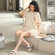 
Hongdou 2024 new pajamas for women's summer pure cotton shorts shorts spring and autumn summer style can be worn outside home clothing suit ZH-9855# shorts M size (80-100Jin[Jin equals 0.5 kg])