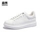 Senma (Senma) Chaussures de planche et chaussures blanches pour hommes 2025 Nouvelle couleur solide en cuir épaisse semelle décontractée à la tendance des chaussures pour hommes respirants