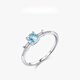 Fat Donglai's same style aquamarine ring S925 sterling silver light luxury light sea blue diamond ring women's niche design light sea blue ring US size 7 (54mm)