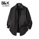 Baleno S&K black long-sleeved shirt men's spring and autumn new loose Japanese lapel shirt casual handsome jacket black regular XL