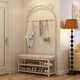Jungle coat rack floor-to-ceiling foyer bedroom door shoe changing stool shoe rack clothes rack integrated clothes drying rack 100 gold gray PU