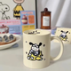 Cream color sitting posture cute Pacha dog mug cup high-looking ceramic cup ins feng shui cup home use off-white puppy cup randomly sent 1 piece 350ml