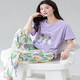 
Jinrenchu ​​pajamas for women in summer pure cotton short-sleeved trousers cartoon sweet girl summer home clothing set 9720 single size M code [recommended to wear 80-100 Jin [Jin equals 0.5 kg]]