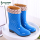 Zapatillas de lluvia de la moda de la moda de carpintero Botas de lluvia cálidas para mujeres Los zapatos de agua anti-Slip Sobre los cómodos zapatos de goma resistentes al desgaste de las botas de agua de algodón de aspecto 2235 VERDEO DARO-Zapatos individuales 37