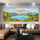 Back to Jinshan Living Room Decorative Painting Cornucopia Sofa Chinese Style Background Wall Hanging Painting Landscape Mural 13306 12596 Sunrise Green Mountain 120*50 Golden Aluminum Frame + Crystal Porcelain
