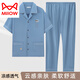 
Catman (MiiOW) men's pajamas summer pure cotton short-sleeved trousers thin loose plus size dad cardigan plus size home clothing set HM3884 blue L Recommended 100-120 Jin [Jin equals 0.5 kg]
