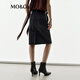 MO/Co.[NOIR Series] Skirt 2025 autumn new product hot diamond elastic cotton straight MBE3SKT015 denim black M