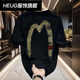 HEUG枫善服饰新款美式复古创意印花宽松男女圆领重磅f短袖休闲上 白色AB1699前后-M网点 ##&_ S 建议90110##*-