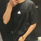 Adidas kurzärärmiges T-Shirt für Männer 2025 Sommer New Sportswear gestrickt atmungsaktiven losen runden Halshülle IA8129 Pure Cotton IT3937 Black M