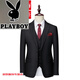Playboy (PLAYBOY) wrinkle-free men's suit business casual professional formal wedding dress suit 1 black suit + trousers XL 175