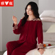 Yalu-Pyjamas für Frauen im Frühjahr und Herbst reines Baumwoll-Langarm-Spitze Großgröße Loses Jahr des Zodiac Red Snake Year Home Clothing Set 4885 WEIN ROT M 80-100JIN [Jin ist 0,5 kg]