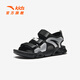 ANTA children's sandals, men's and women's beach shoes, summer new breathable open-toe comfortable arch sandals, men's black/silver-8 35