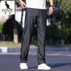 Känguru dünne Jeans Männer losen gerade Eis Seidenhose Herren Sommer elastischer Vater Casual Long Ice Seide Schwarz 9763 38 Taillenumfang zwei Fuß neun