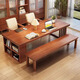 
Guanze simple solid wood desk dining table integrated and dual-purpose living room large board long desk office computer desk 9904#1.6m