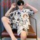 Langsha (Langsha) Ice Seide Pyjamas für Männer Sommer kurzärmelige Hosen Dünne junge Männer Sommermänner Heimkleidung 2025 Set Männer 12532 [Yunduo Crepe] L (empfohlene Größe beträgt etwa 170, Gewicht beträgt 100-