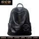 OULUCHI (OULUCHI) Cuir sac à dos 2025 Nouvelle couche de tête de grande capacité Cowe Cowe Fowting Business Trip Sac à dos En cuir en cuirbag de classe Black 33 * 14 * 38cm