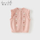 David Bella (Dave/Bella) Kinderpullover-Strickjacke 2025 Girls 'New Strick Weste Baby Girls Herbst Vest Children's ärmellose Topgrau Pink [Spot] 73 cm (empfohlene Höhe 66-73 cm)