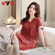 
Yalu Modal nightgown for summer women 2025 new style with chest pad integrated pajama summer sexy home clothes XD1381-Chest red [nightskirt with chest pad] M