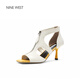 Jiuxi (Nine West)/Jiuxi Fish Mouth High Heel Sandals for Women 2025 Summer New Knitted Sandals White 34