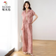 Woodpecker's new summer fashion short-sleeved shirt wide-leg pants two-piece set pink [set] M [Suggested 95-105Jin [Jin equals 0.5 kg]]