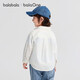 Balabala children's shirt boys long-sleeved parent-child wear 2025 new autumn wear fully brushed college style loose and versatile skin-friendly white 10101 90