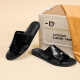 Walker Shop Slippers Men's 2025 Summer New Genuine Leather Outdoor No-Slip Flops informales y de moda para hombres al aire libre Negro 40 (tamaño de zapato de cuero)