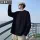 JEEP SPIRIT Jeep Henry collar black men's long-sleeved t-shirt spring and autumn tops 2025 sweatshirt men's inner layering shirt trendy white L