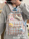 
Meipai cute plaid fresh high school student schoolbag campus art backpack travel autumn and winter travel backpack SN4873 [BDX] Green striped plaid-large plus three small stars one bone badge