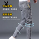 Playboy (PLAYBOY) jeans men's slim feet men's pants ripped trendy brand elastic slimming 2025 summer thin men's long trousers 6636 gray + 082 black 29