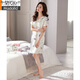 Modal Nachthemd Frauen Sommereiseis Seiden kurzärmeligte Pyjamas Kleid Dünne Mutter mit mittleren Alterszeiten High-End-Imitation Seidenkleid 9921 Milch Aprikose grau l