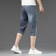 Playboy ice silk seven-point denim shorts for men's trendy brand slim straight mid-tie 2025 summer thin casual and versatile men's pants 757# Ice sand blue 29 [waist circumference 2 feet 2 recommended 100~110Jin [Jin equals 0.5 kg] wear]