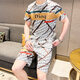 花花公子（PLAYBOY）轻奢潮牌男装夏装2025新款衣服男士冰丝t恤短袖短裤搭配一整套装 829白色套装 L 适合105-120斤