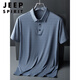 Jeep Spirit Dad Summer Ice Silk Fot Forted Fit Men Men Men Summer Middle-Aged Polo Рубашка поло в среднем кармане.