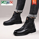 Cartelo Martin Boots Herren echte Lederwolle warme Baumwollstiefel High Top Cowhide Workwear Outdoor verdickte Schneestiefel Winter 3519 Schwarz (Wollstil) 40